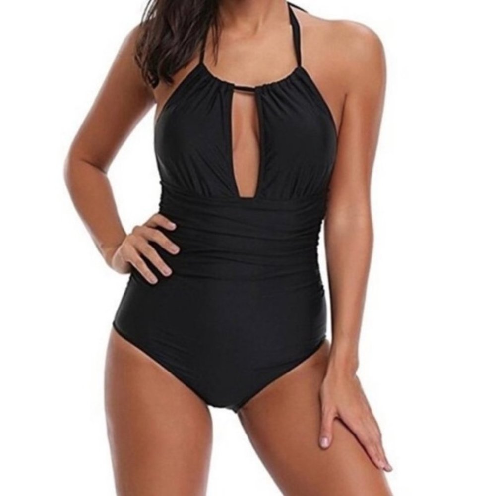 B2Prity 2X Black Backless Halter Tie Monokini Bathing Suit